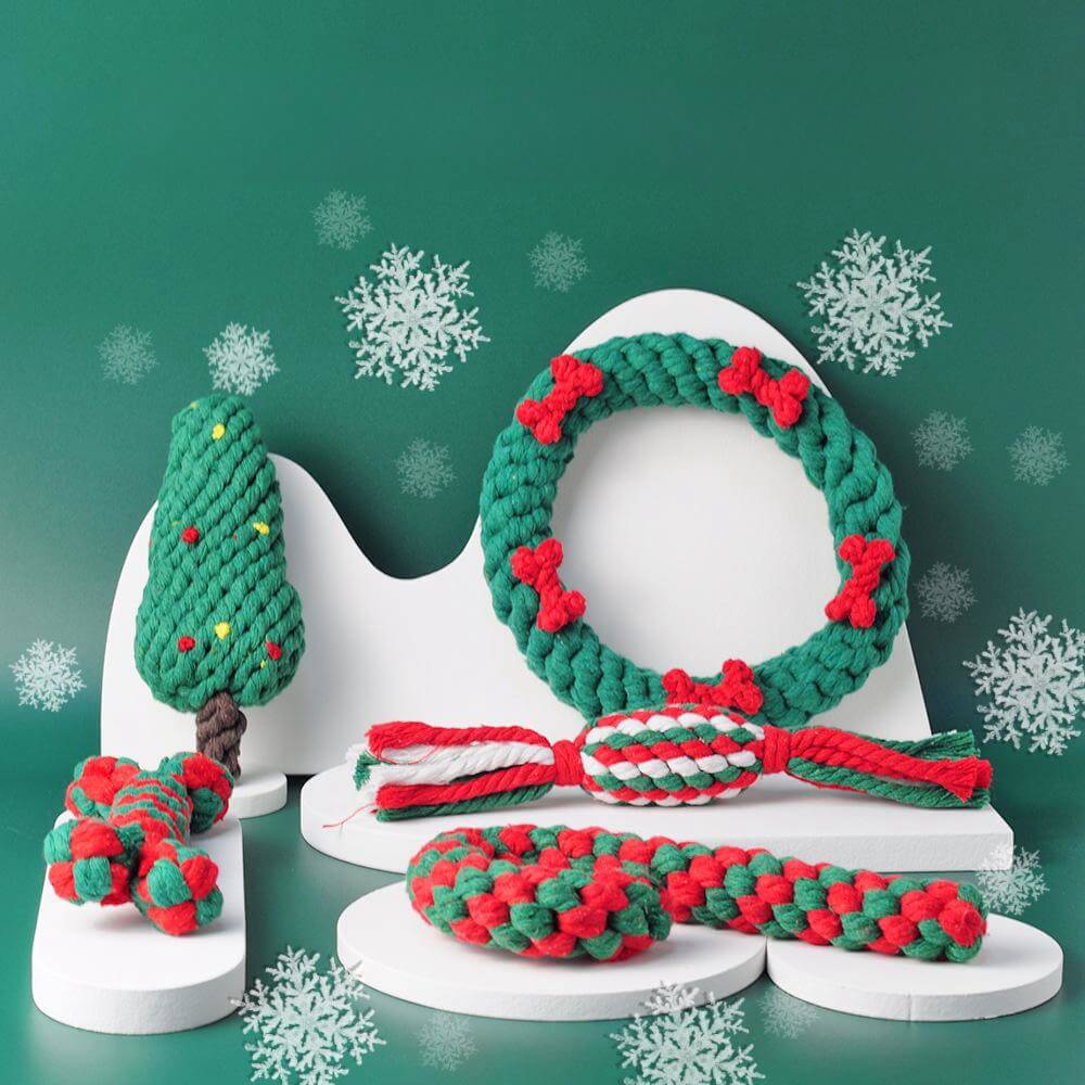Christmas Cotton Rope Toy Chew Resistant Luxury Dog Gifts Teething Toys - News Pet Shop