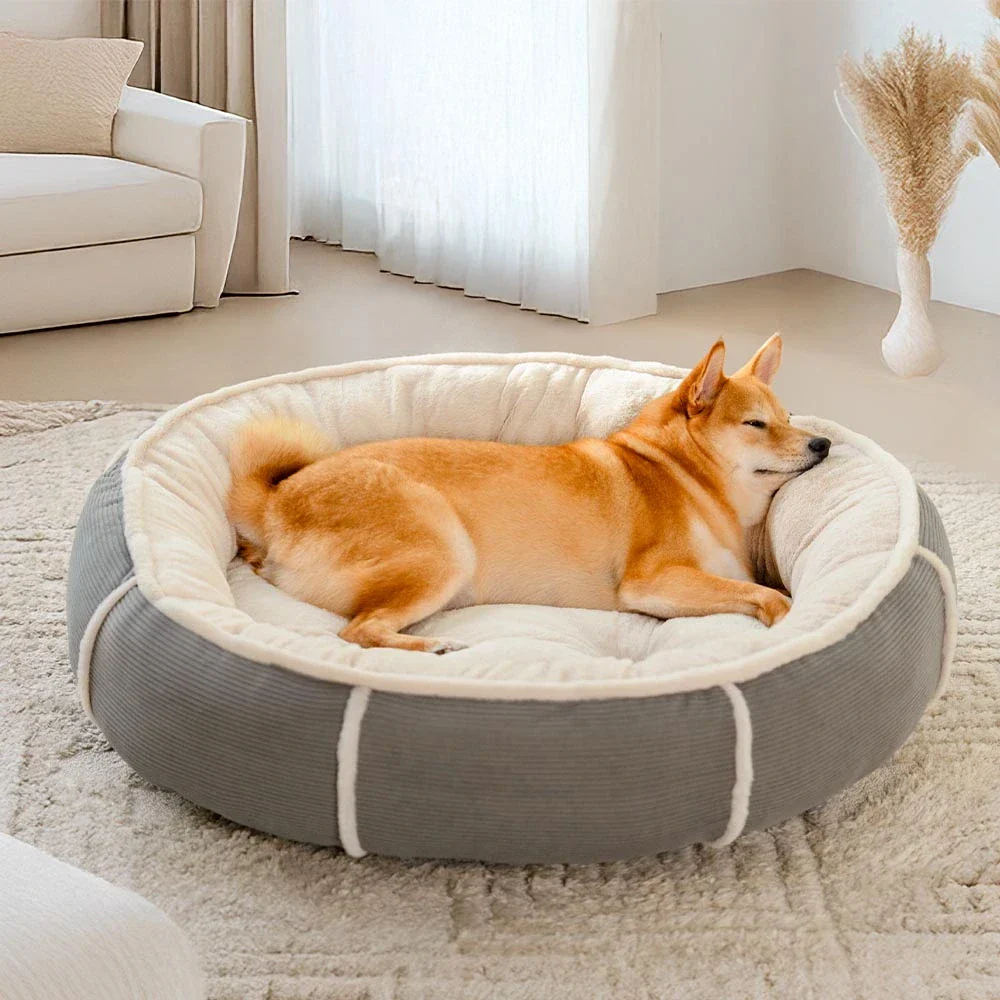 Ultra Plush Corduroy Anti-Anxiety Donut Dog Bed - News Pet Shop