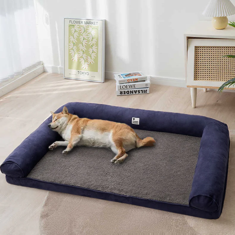 Faux Fleece & Suede Full Support Orthopedic Dog Bed - News Pet Shop