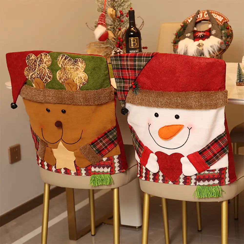 Playful Christmas Decoration Elk Snowman Chair Back Cover - News Pet Shop