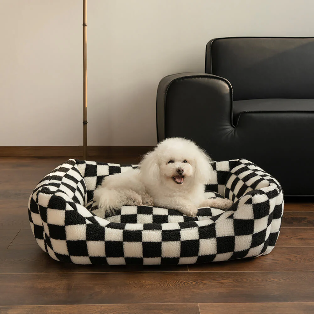 Stylish Checkerboard Warmth Removable Washable  Dog Sofa Bed - News Pet Shop