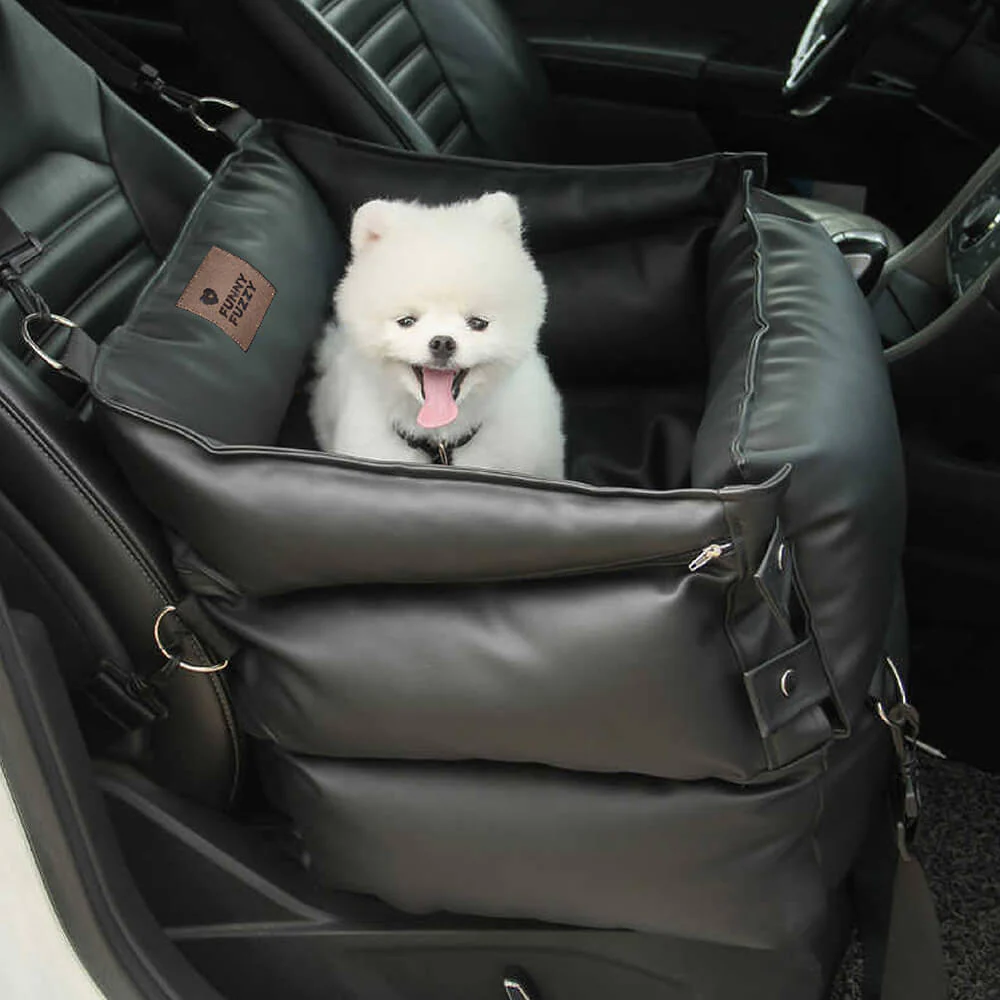 Full Leather Dog Pet Car Seat Bed - Fort - News Pet Shop