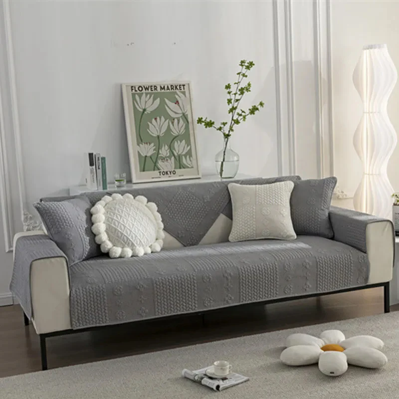 3D Wheat Embroidery Washable Cotton Non-Slip Anti-pet Scratch Couch Cover - News Pet Shop