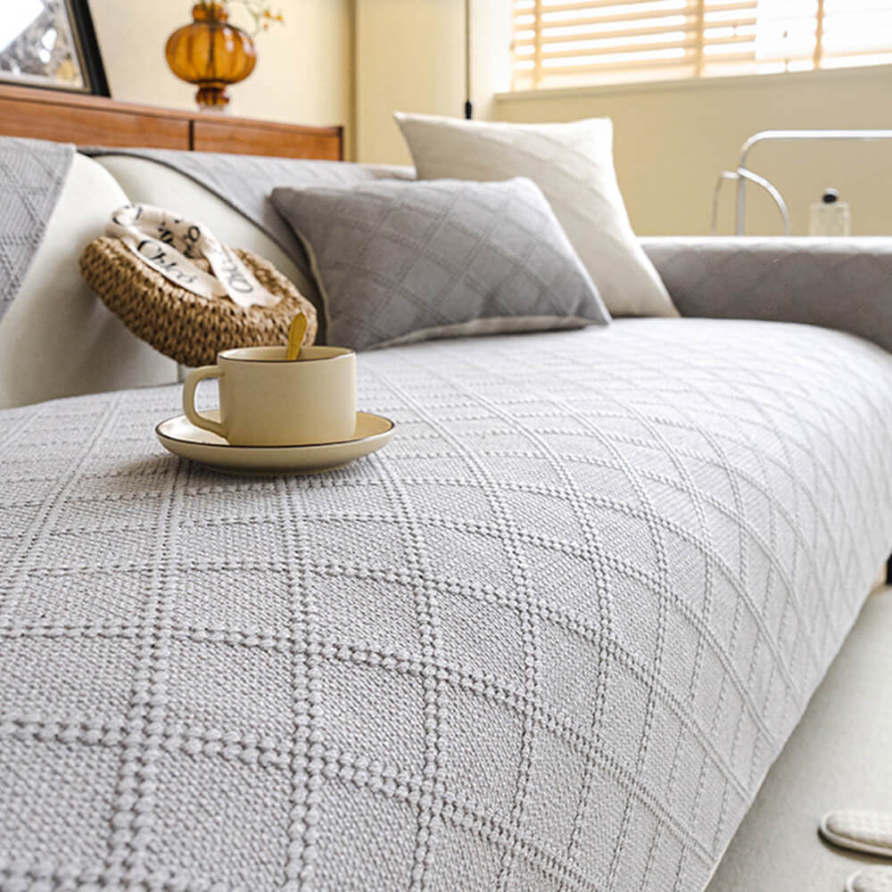 Modern Diamond High-Density Woven Dual-Sided Cotton Linen Couch Cover - News Pet Shop
