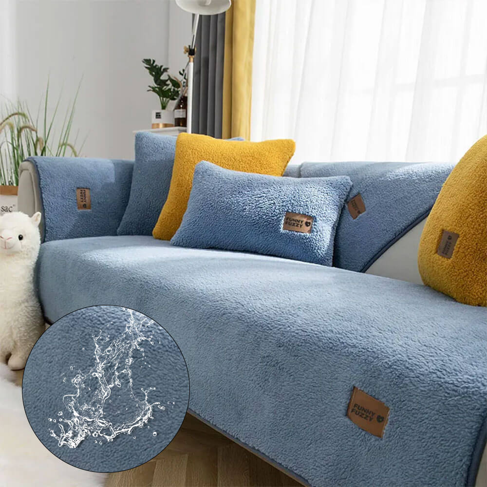 Waterproof Thick Fuzzy Faux Sherpa Fleece Non-Slip Couch Cover Protector - News Pet Shop