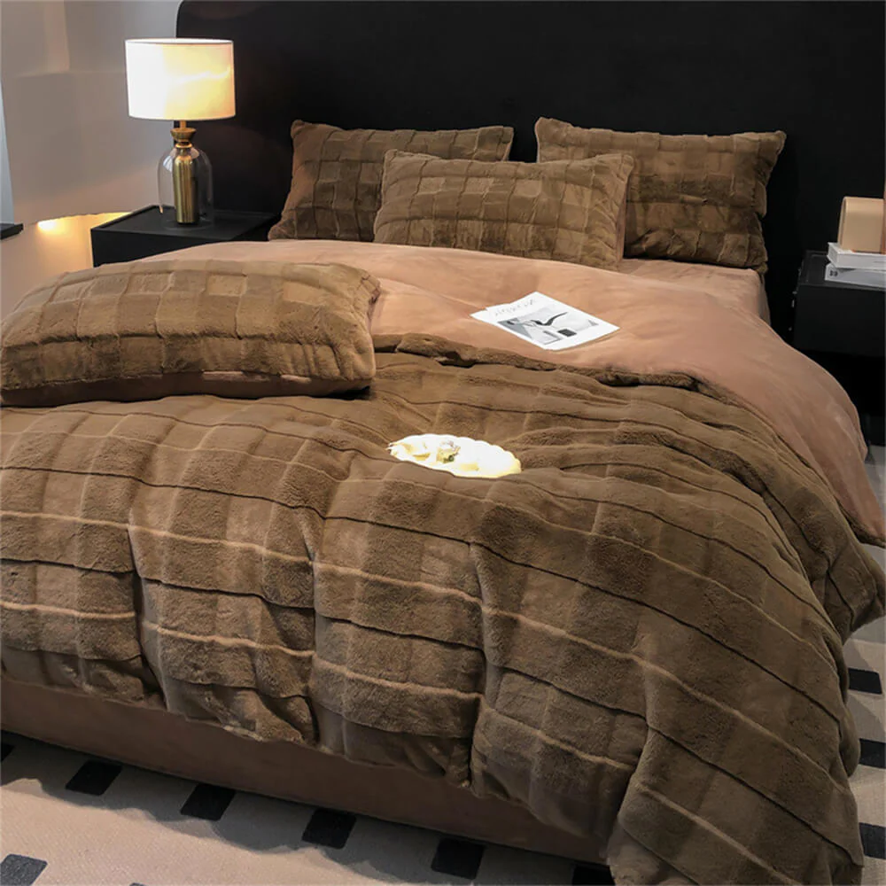Elegant Faux Rabbit Fur Milk Velvet Double-Sided Cozy Bed Sheet Set - News Pet Shop