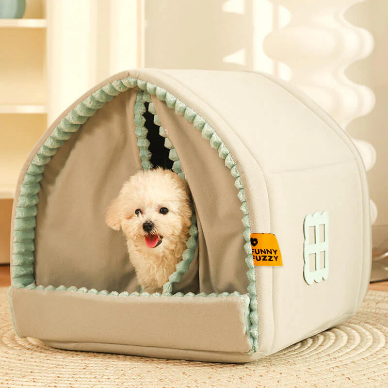 Double Curtain Pet House Enclosed Dog Bed - News Pet Shop