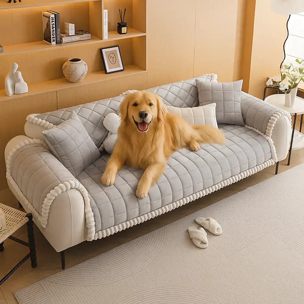 Square Short Plush Simple Sofa Protection Non-Slip Couch Cover - News Pet Shop