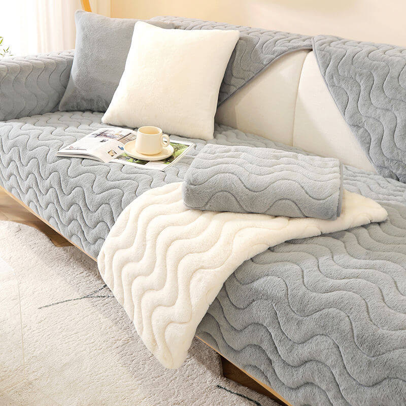 Wave Pattern Soft Plush Non-slip Couch Cover - News Pet Shop