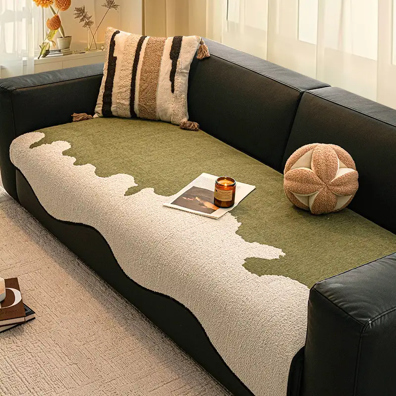 Stylish Irregular Contrast Chenille Scratch-Resistant Non-Slip Couch Cover - News Pet Shop