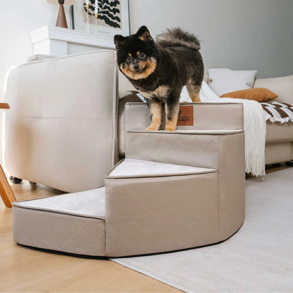 Luxe Water-repellent Faux Leather Removable Spiral Pet Stairs - StepEase - News Pet Shop