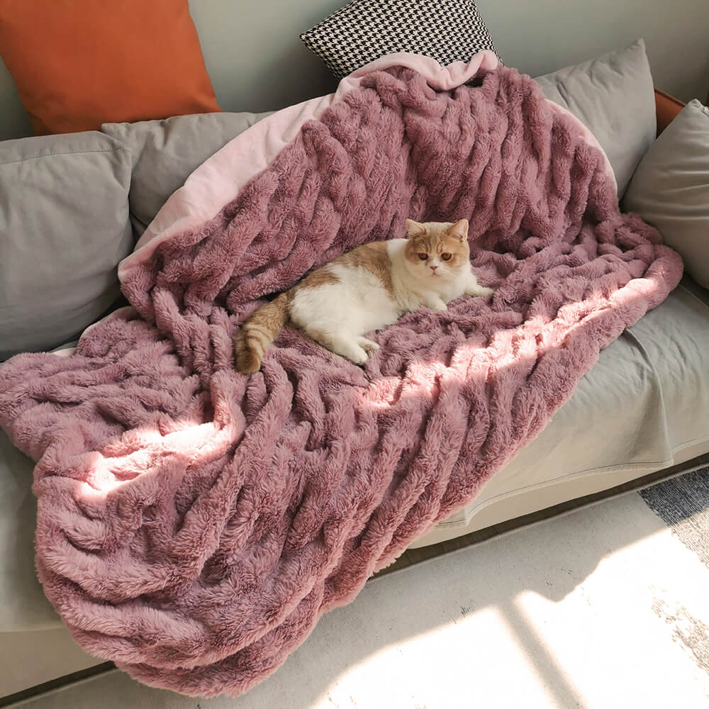 Super Soft Faux Fur & Velvet Luxury Pet Throw Blanket Human Blanket - News Pet Shop