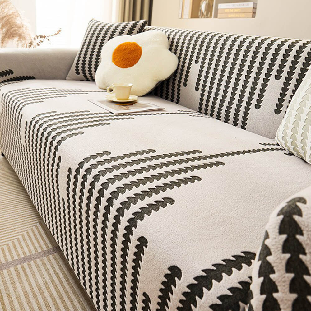 Herringbone Cozy Full-Wrap Stretch Magic Couch Cover - News Pet Shop