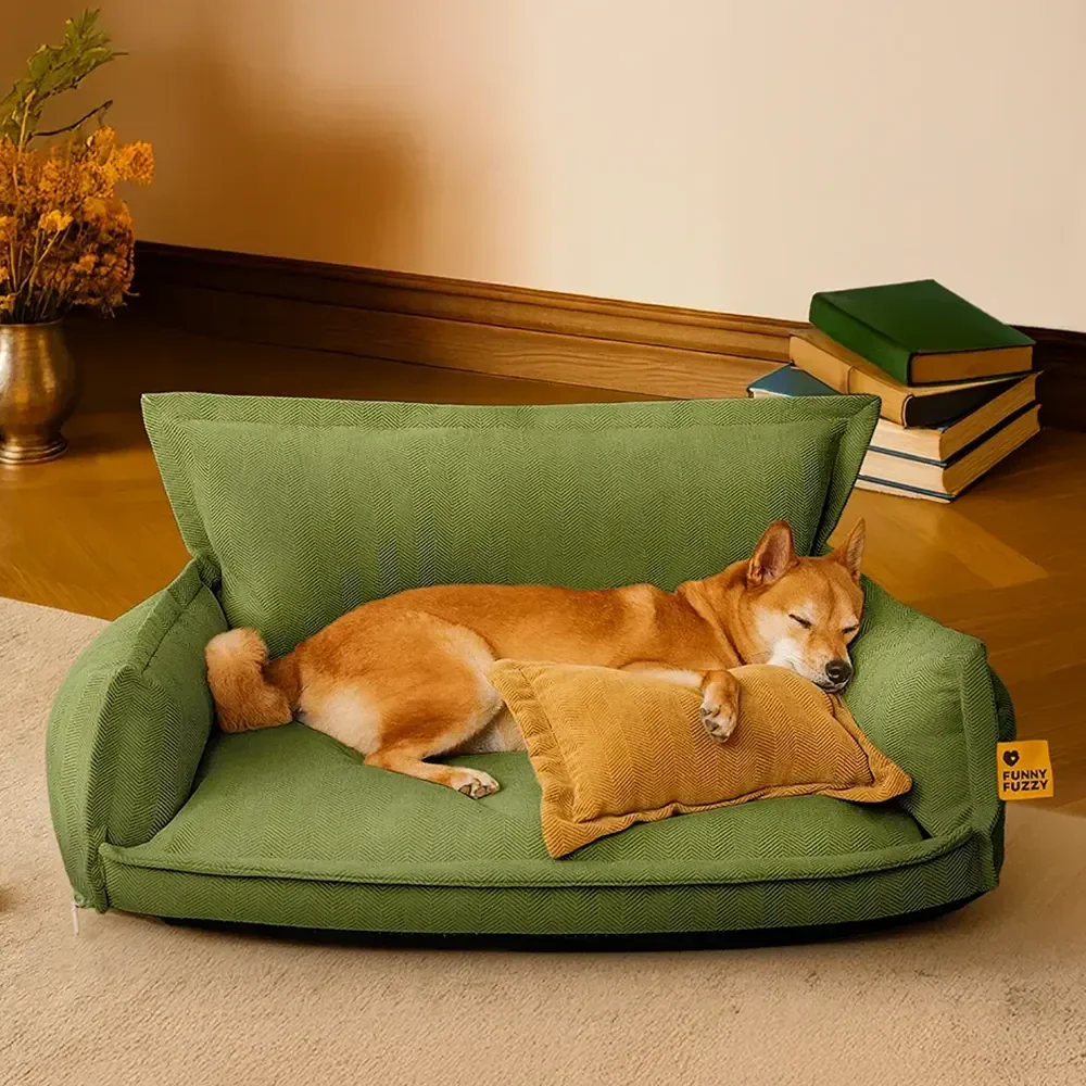 All-Season Chenille Dual-layer Removable Sponge Orthopedic Dog Bed With Pillow - News Pet Shop