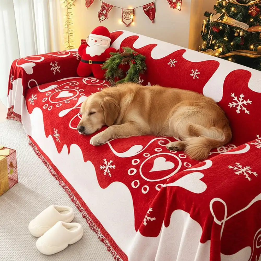 Christmas Decoration Chenille Wear-Resistant Sofa Blanket Couch Cover - News Pet Shop