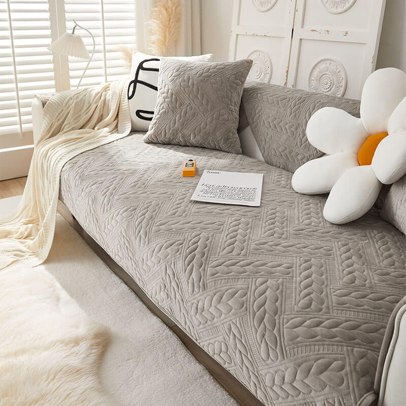 Warm Crystal Velvet Wheat Embroidery Non-Slip Couch Cover - News Pet Shop