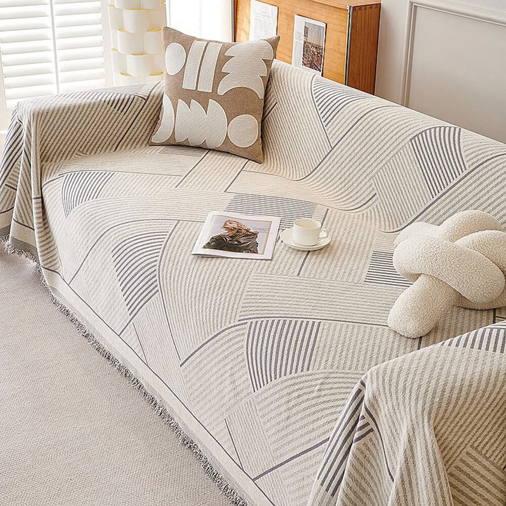 Classic Geometric Pattern Chenille Throw Couch Cover - News Pet Shop