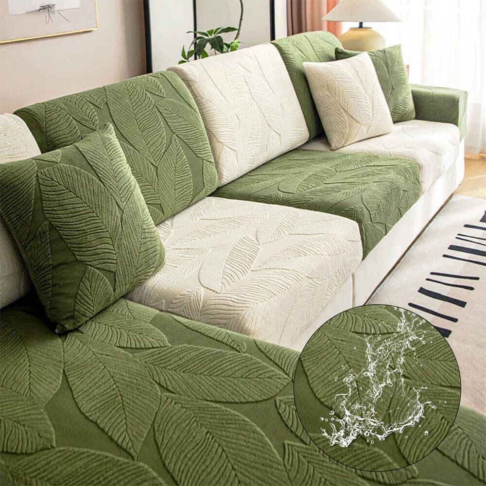 Modern Leaf Jacquard Water-Repellent Anti-Scratch Stretch Full Wrap Couch Cover - News Pet Shop