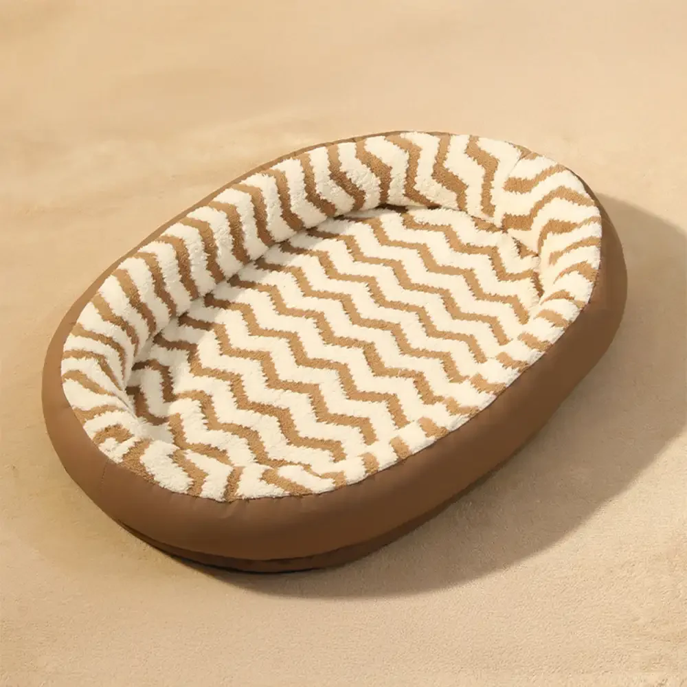 Geometric Wave Pattern Faux Leather Warm Removable And Washable Dog Bed - News Pet Shop