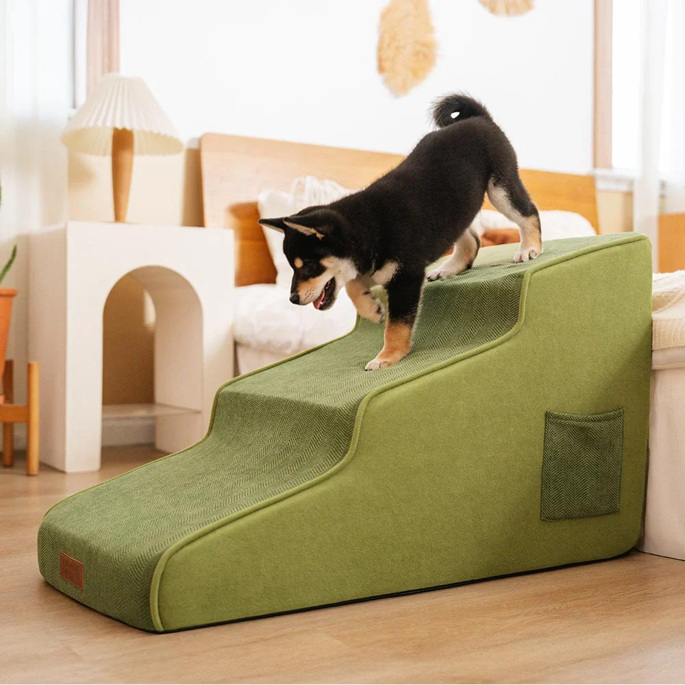 Chenille Extra Wide Non-Slip Removable Sponge Pet Stairs - SafeRamp - News Pet Shop