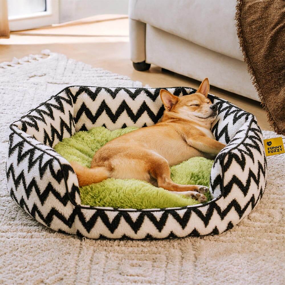Plush Retreat Chevron Dog Bed-The Warm Hugger - News Pet Shop