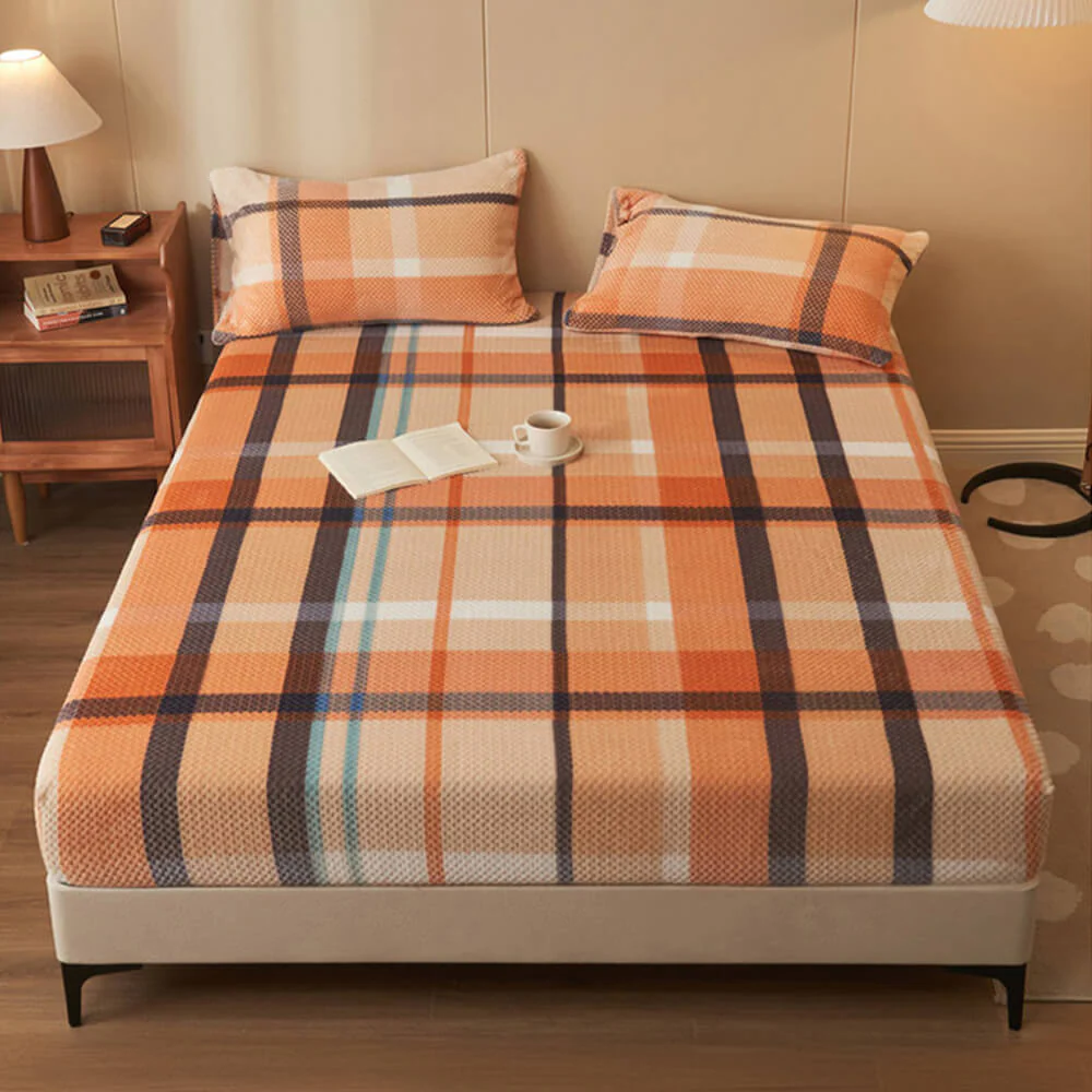 Classic Pineapple Grid Velvet Warm Fitted Sheet Mattress Cover - News Pet Shop