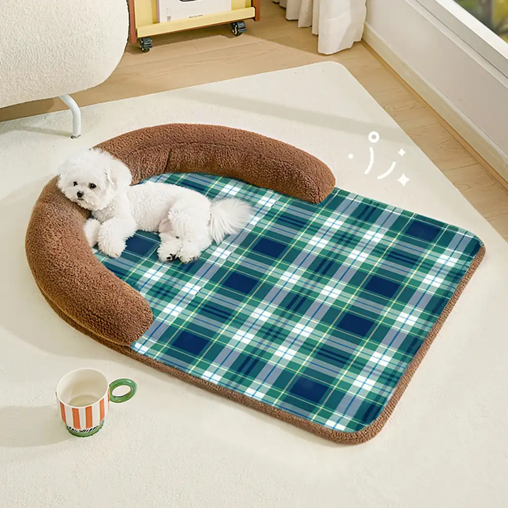 Vintage Plaid Spine Protection Large Dog Bed Pillow Dog Bed - News Pet Shop