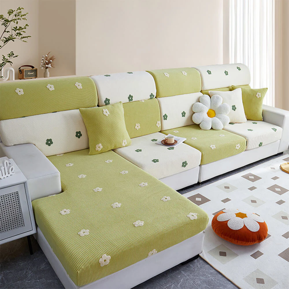 Floral Embroidered Fleece Sofa Anti-Scratch Stretch Couch Cover - News Pet Shop