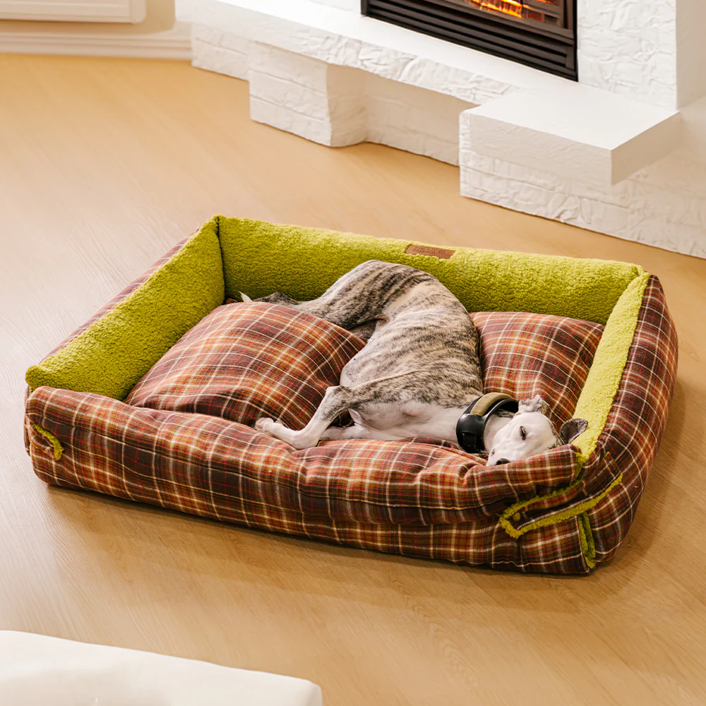 Large Washable Vintage Tartan Folding Blanket Dog Beds - Avocuddle - News Pet Shop