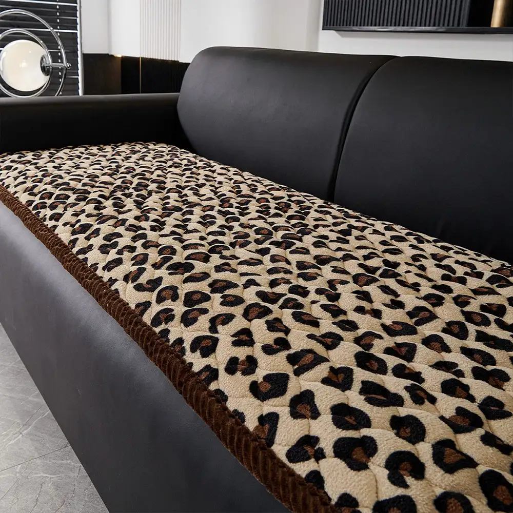 Leopard Print Plush Quilted Couch Cover - News Pet Shop