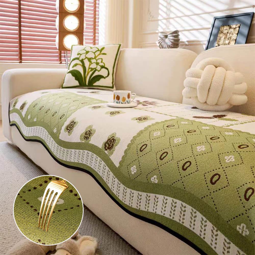 Chenille Scratch-resistant Fabric Pastoral Style  Irregular Shaped Non-slip Couch Cover - News Pet Shop