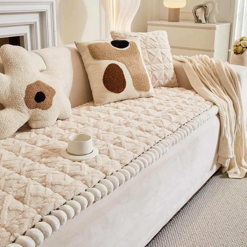 Soft Plush Plaid Square Furniture Protector Anti-Slip Couch Cover - News Pet Shop