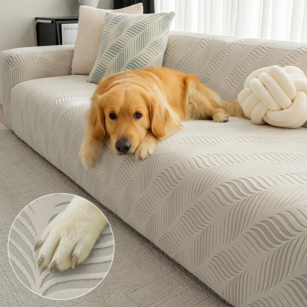 Thick Polar Fleece Jacquard Anti-Scratch Stretch Couch Cover - News Pet Shop