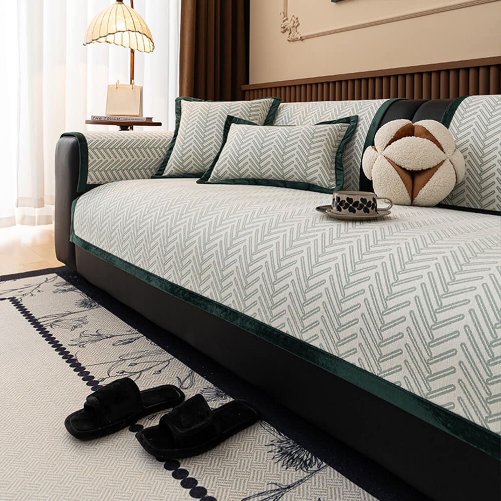 Modern Chic Herringbone Chenille Anti-scratch Non-Slip Couch Cover - News Pet Shop