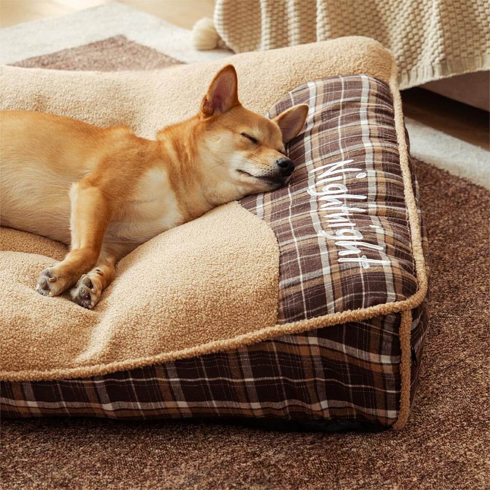 Extra Large Washable Teddy Fluffy Rectangle Dog Bed - Night-night - News Pet Shop