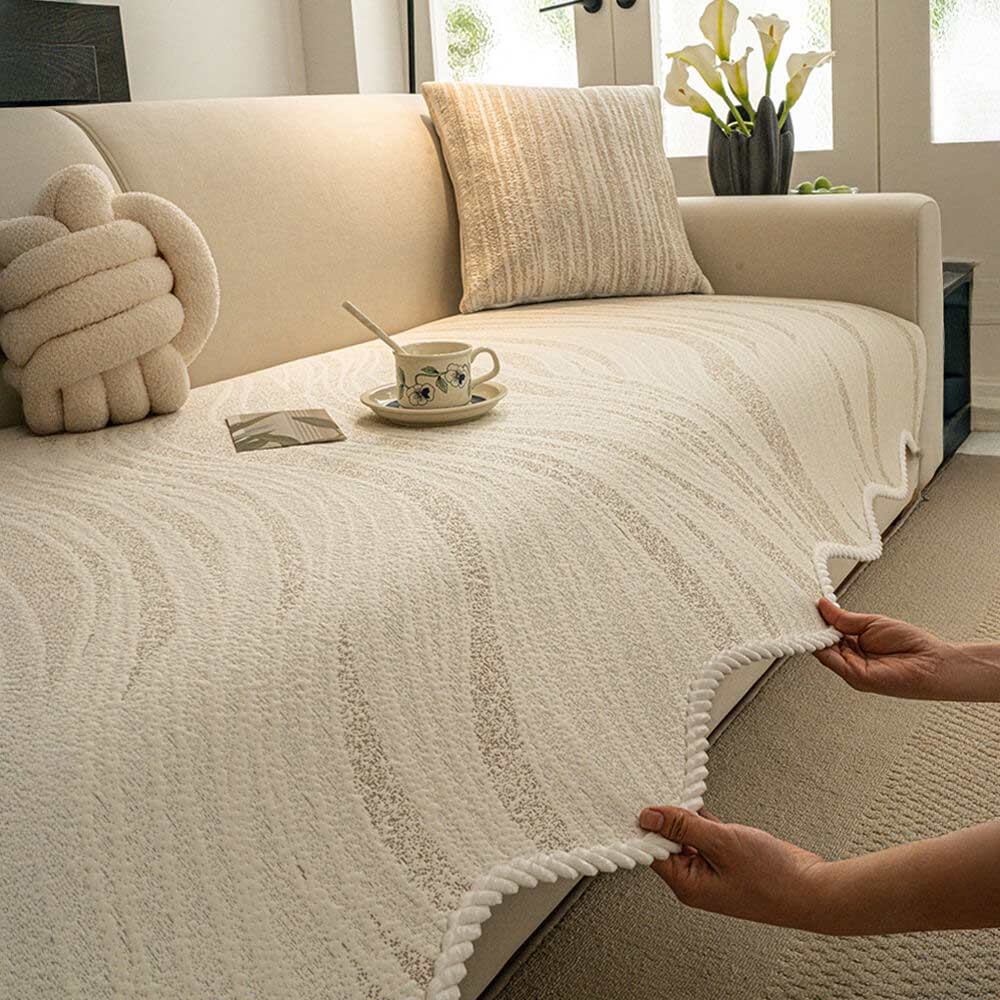 Cool Touch Ice Silk Minimalist Style with Braided Edge Couch Cover - News Pet Shop
