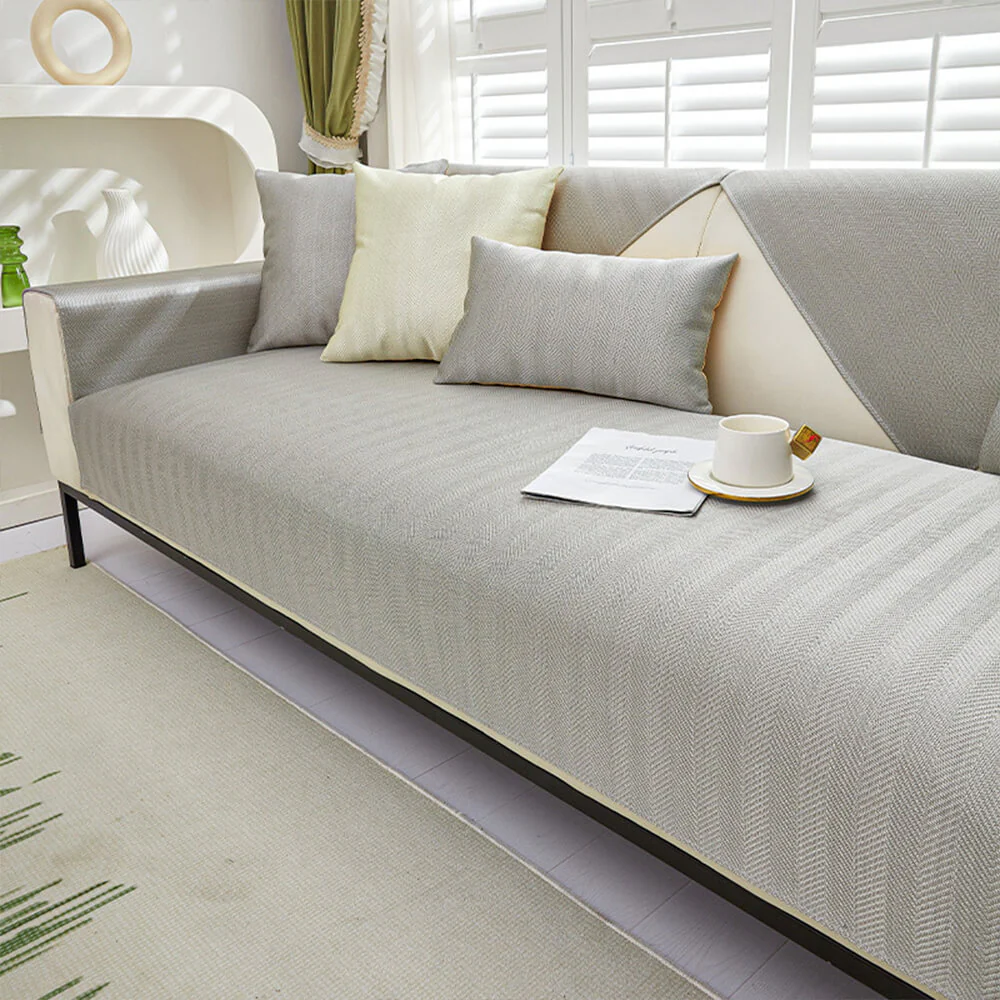 Herringbone Ice Silk Cooling Breathable Sofa Protector Non-slip Couch Cover - News Pet Shop