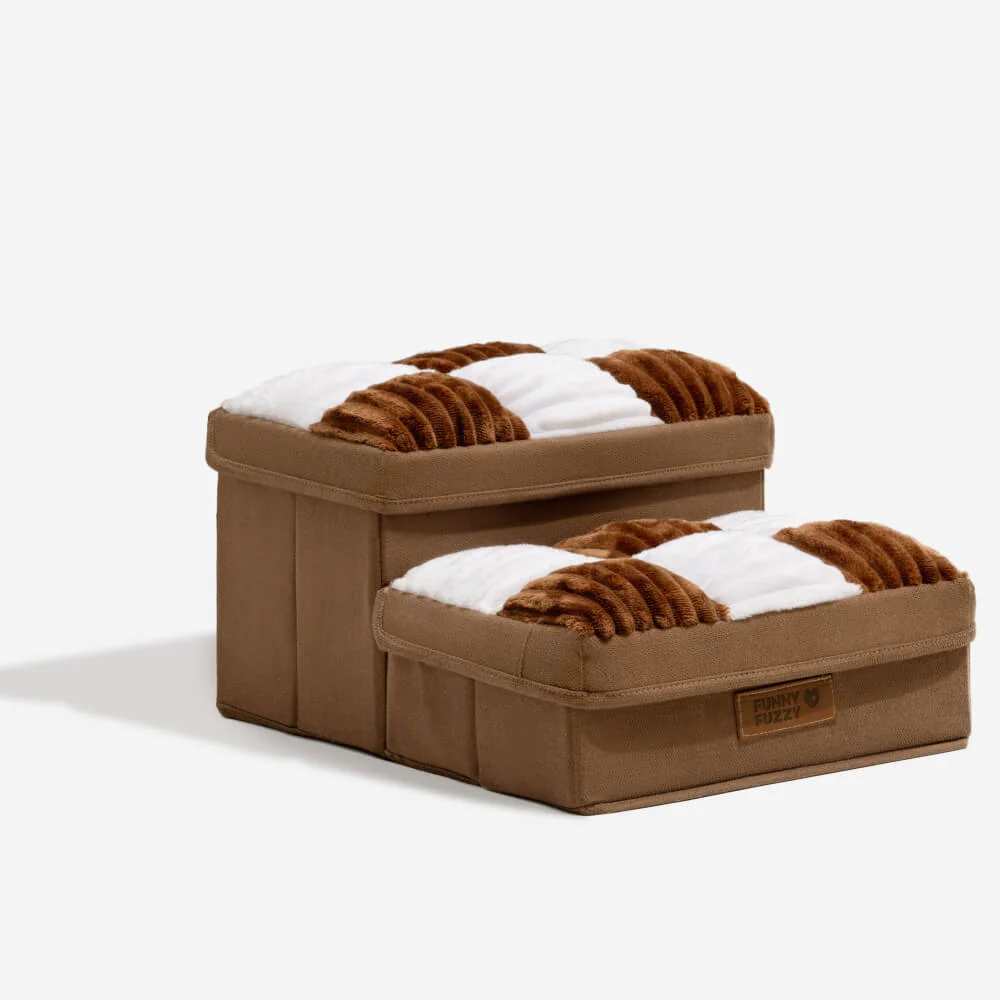 Chessboard Plaid Handcrafted Dog Stairs with Storage - Multifunctional and Foldable - News Pet Shop