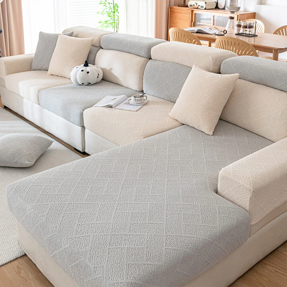 Diamond Jacquard Plush Full-Cover Stretch Couch Cover - News Pet Shop