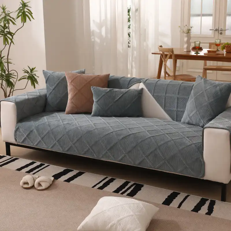 Velvety Soft Short Plush Modern Interiors Couch Cover - News Pet Shop