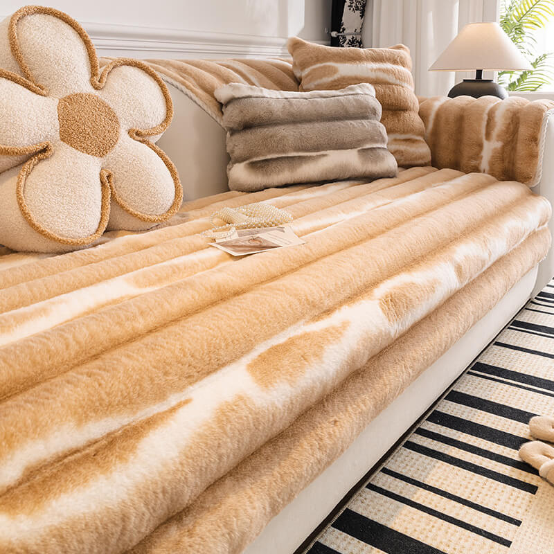 Trendy Beautiful Gradient Colour Stripe Plush Couch Cover - News Pet Shop