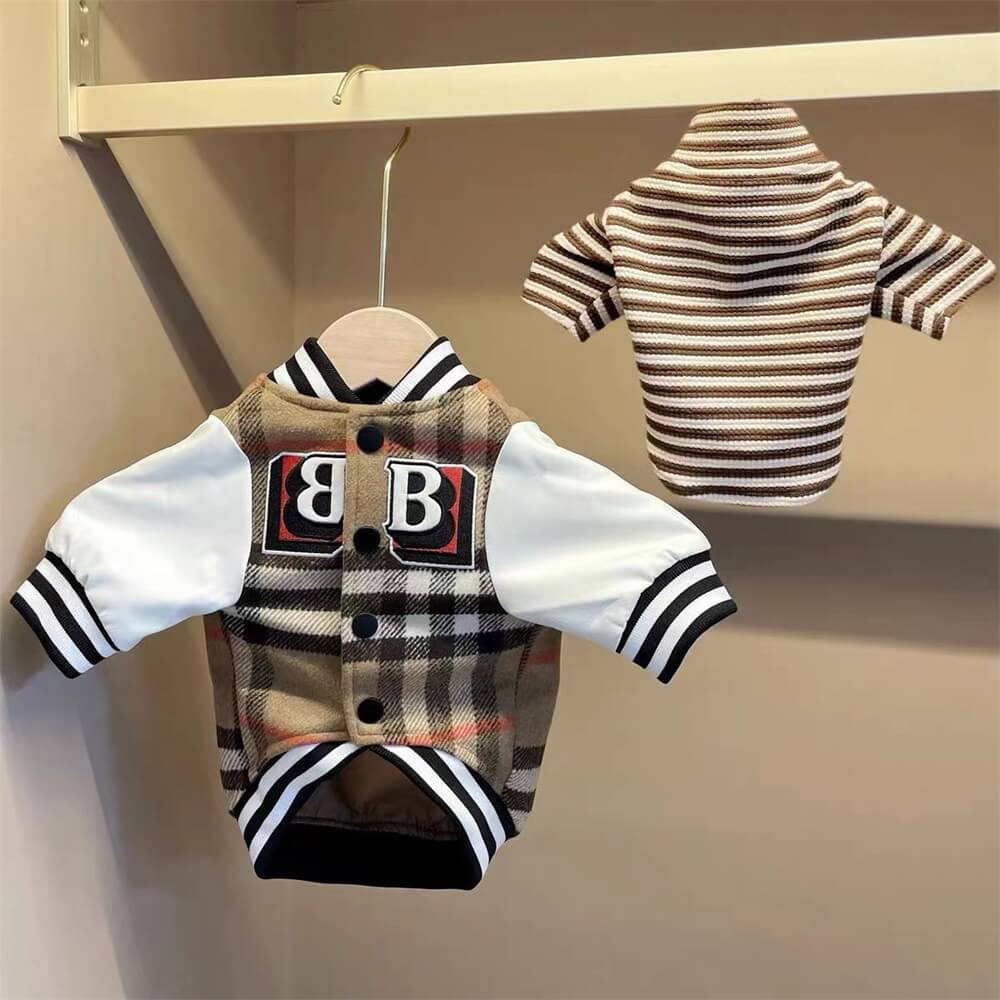 Plaid Baseball Dog Jacket  C Sporty and Stylish Outerwear for Dogs - News Pet Shop