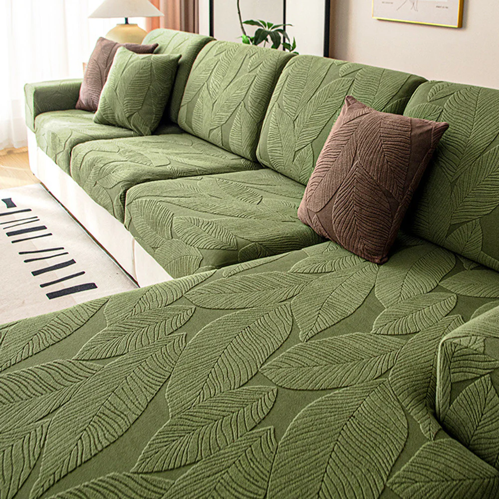 Modern Leaf Jacquard Water-Repellent Anti-Scratch Stretch Full Wrap Couch Cover - News Pet Shop