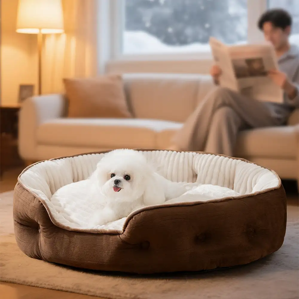 Plush Warm Comfortable Round Deep Sleep Dog Bed - News Pet Shop