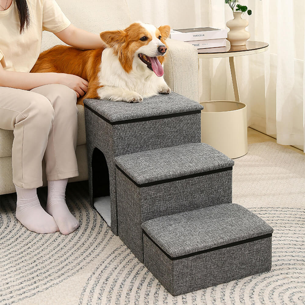 Portable Multi-Functional Foldable Dog Stairs with Storage and Condo - News Pet Shop