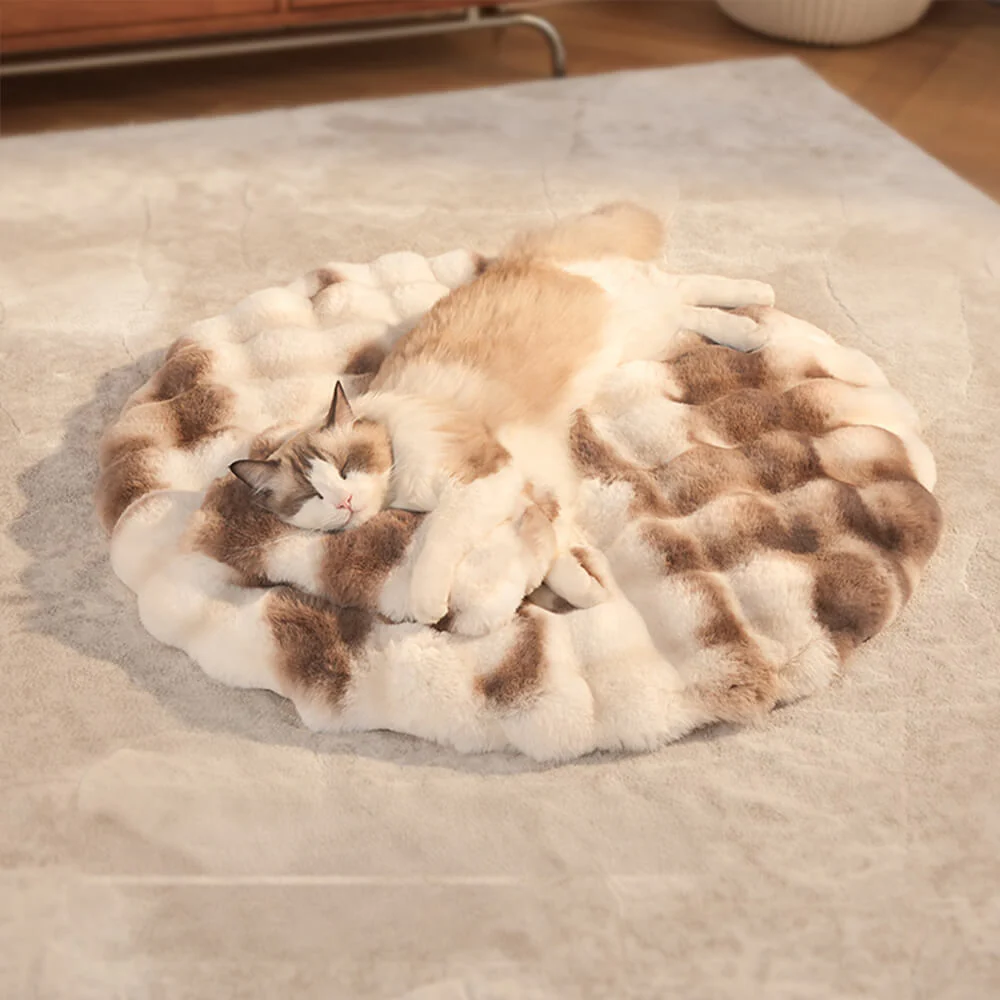 Faux Fur Warmth-Retaining Round Dog & Cat Mat with Pillow - News Pet Shop