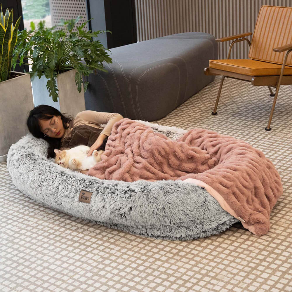 Luxury Super Large Human Dog Bed With Super Soft Pet Throw Blanket - News Pet Shop