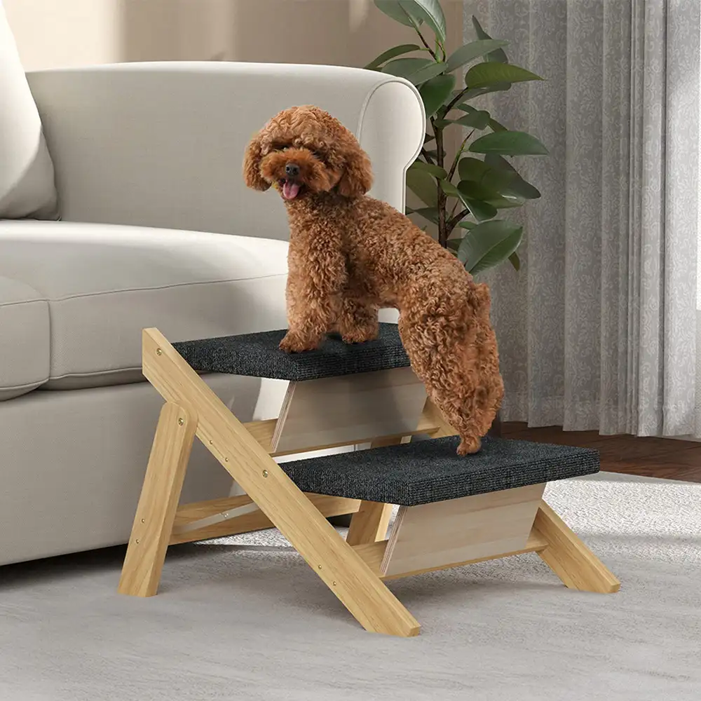 2-in-1 Foldable Wooden Dog Stairs & Ramp with Non-Slip Pad - News Pet Shop