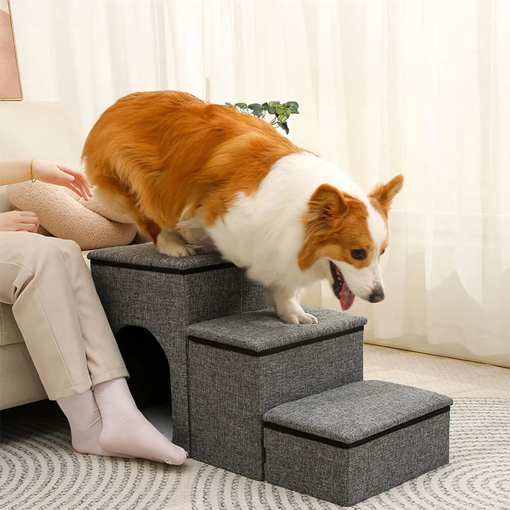 Portable Multi-Functional Foldable Dog Stairs with Storage and Condo - News Pet Shop
