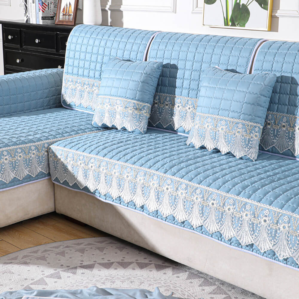 Luxury Quilted Lace Embroidery Non-Slip Couch Cover - News Pet Shop